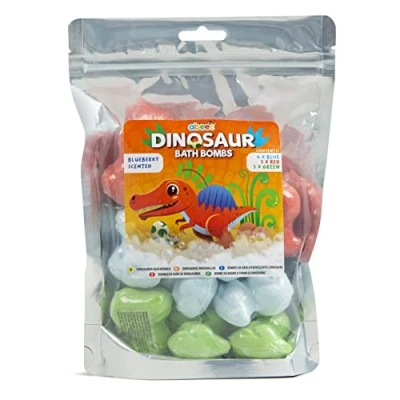 Image of abeec Dinosaur Bath Bombs Bomb Set in Colours: Red, Green and White 10 for Kids Fizzy Bubble Sets Children’s Gifts