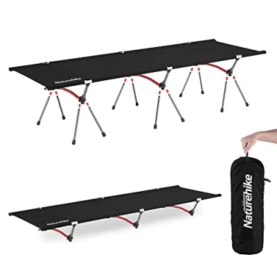 Image of Naturehike Camping Cot Ultralight Camp Bed with 150 kg Load Capacity, Height Adjustable and Foldable, Portable Folding Bed, Ideal as Camping, Office Lunch Break or Guest
