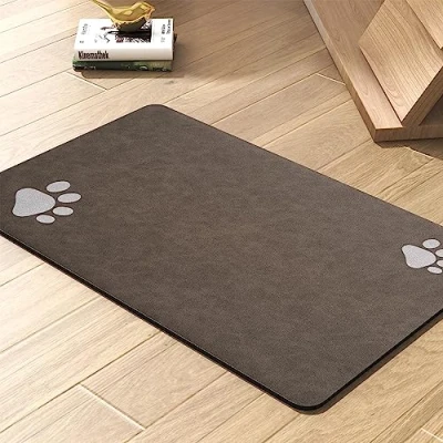 Image of Pet Feeding Mat Absorbent Dog for Food and Water Bowl No Stains Quick Dry Dispenser Accessories Supplies Messy Drinkers