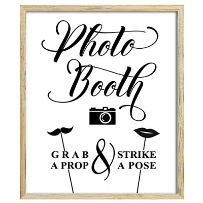Image of Darling Souvenir Photo Booth Wedding Party Sign Grab A Prop, Strike Pose Signage Print Frame Not Included