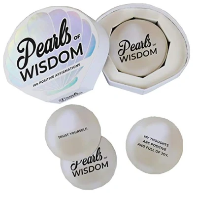 Image of Gift Republic GR490100 Pearls of Wisdom 100 Positive Affirmation Cards, SilverBlackGrey