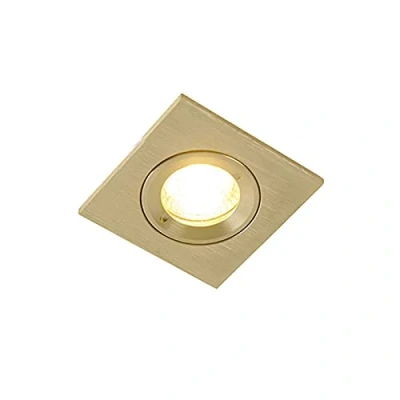 Image of Qazqa Modern recessed spot Gold IP44 Xena Square Suitable for LED GU10 1 Way Light Aluminium Outdoor spotway Living Room I Kitchen