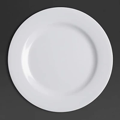Image of Olympia 6571 Kristallon Melamine Wide Rimmed Plate 254mm 10&quot; (Box 6),White