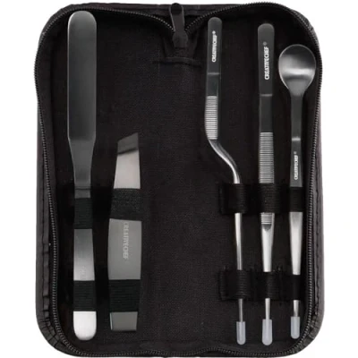 Image of CREATIVECHEF Set of 5 Kitchen Tongs Chef Plating Tools Culinary Kit, Precision Specialty Kit for Decorating Food, Sturdiness Stainless Steel, Professional Secret,Black