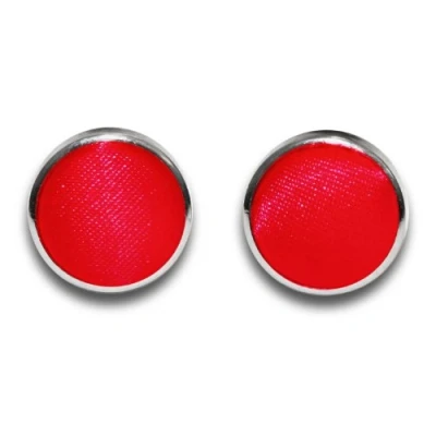 Image of DQT Men Plain Satin Fabric Inlay Wedding Cufflinks Red