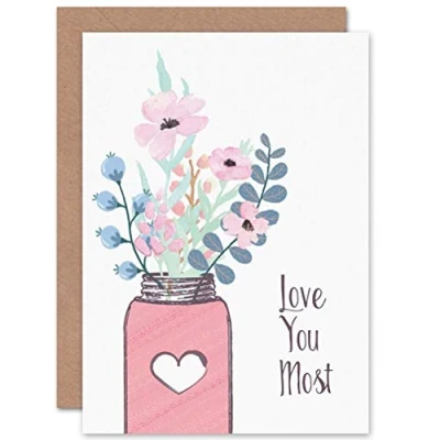 Image of Wee Blue Coo Valentines Love You Most Flowers Sweet Greetings Card Cp3264