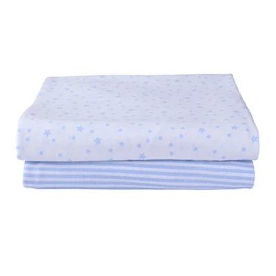 Image of Stars &amp; Stripes 2 Pack Fitted Moses Basket Sheets Blue