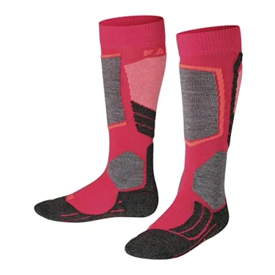 Image of FALKE Unisex Kids SK2 Intermediate K KH Wool Warm Thick 1 Pair Skiing Socks, Red (Rose 8564), 6 8.5
