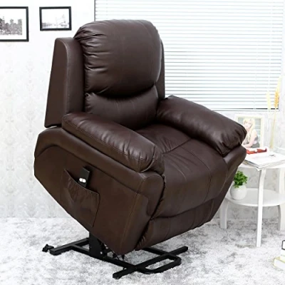 Image of More4Homes MADISON ELECTRIC RISE RECLINER BONDED LEATHER ARMCHAIR SOFA HOME LOUNGE CHAIR (Brown)