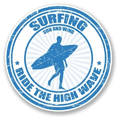 Image of 2 x 10cm Surfing Vinyl Sticker Decal Bike Laptop Car Surfboard Surf Wave #5491 (10cm 10cm)