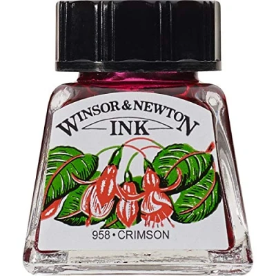 Image of Winsor &amp; newton drawing ink 14ml crimson, 3.8 x 5 cm