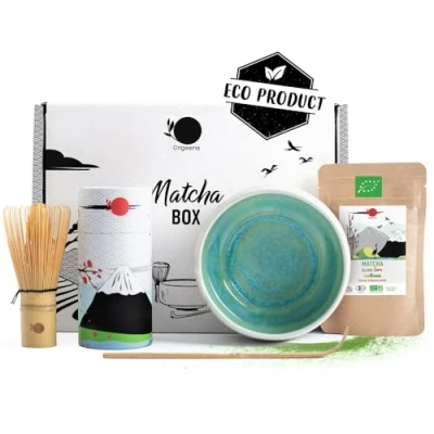 Image of ORIGEENS Matcha Set with a Whisk, Ceramic Bowl, Organic Japanese Tea Bowl Made in Portugal Gift