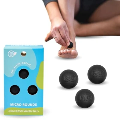 Image of RAD Micro Rounds Myofascial Release Balls (Set of 3) High Density Therapy for Feet, Jaw, &amp; Hands Deep Tissue Massage Plantar Fasciitis Pressure Point Balls, Yoga