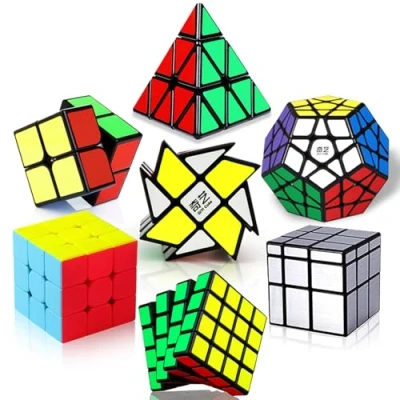 Image of ROXENDA Speed Cube Set, 2x2 3x3 4x4 Pyramid Dodecahedron Windmill Mirror Cubes Collection for Kids &amp; Adults [7 Pack]