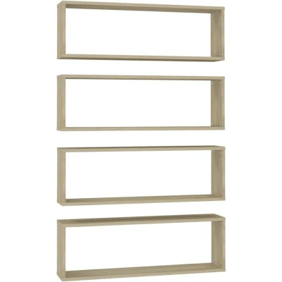 Image of vidaXL Wall Cube Shelf 4 pcs Sonoma Oak 80x15x26.5 cm Engineered Wood