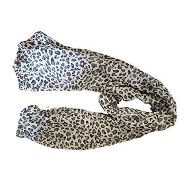 Image of Fat catz copy Small Black White Animal Leopard Print Crinkle Ladies Fashion Shawl Scarf