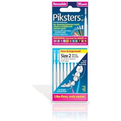 Image of Piksters Interdental Brushes, Size 2, White Handle