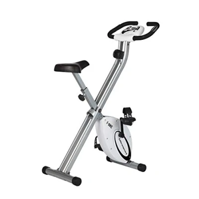 Image of Ultrasport F Bike Folding Exercise Extra Silent with Relax Foam Seat and LCD Display Bikes for Home Use, Foldable, Indoor Bike, Stationary (white silver)