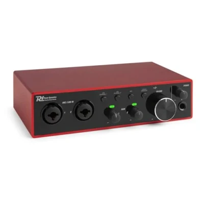 Image of Power Dynamics PDX22 USB Audio Interface 2 Channel Hi Res 24 bit/192 kHz Dual Mic Preamps with Phantom for Mixing, Recording Vocals &amp; Instruments Direct Monitor Output