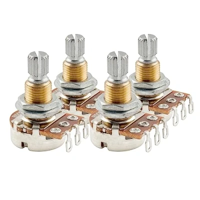 Image of Musiclily Pro B500K Brass Thread Metric Mini Potentiometers Split Shaft Linear Taper Pots for Electric Guitar Bass (Set of 4)