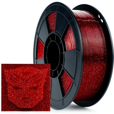 Image of ZIRO PLA Glitter Filament 1.75mm 3D Printer Twinkling Color Series 1kg (2.2lbs), Dimensional Accuracy +/ 0.03mm, Red