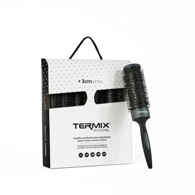 Image of Termix Evolution XL Round Thermal Hairbrush with 3 cm Longer Ceramic tube for Long Hair Reduces drying time thanks to its ionised fibres and non stick Pack of 5 Brushes