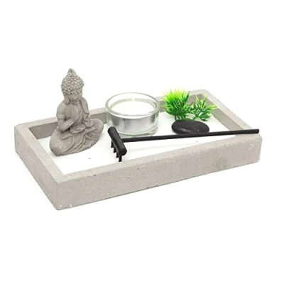 Image of Mini Buddha Zen Garden Set Miniature Desktop Tealight Candle Holder Spiritual Decor Ornaments