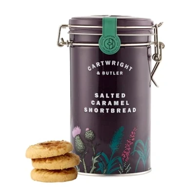 Image of Cartwright &amp; Butler Salted Caramel Shortbread in Tin Gift Basket, Birthday Treats, Thank You Gift, Thinking of You, Father&#039;s Day Mother&#039;s