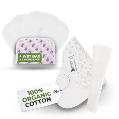 Image of Non Slip Organic Reusable Panty Liners for Women &amp; Teens (Tanga, 7 Pack); High Temp Washable Cotton Liners; Stay Fresh Dry, Daily Vaginal Discharge Only; 100% Breathable (no PUL/TPU)
