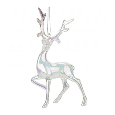 Image of Iridescent Shimmer Stag Hanging Christmas Decoration Magical Reindeer Fairy Tale Themed Xmas Tree Pendant