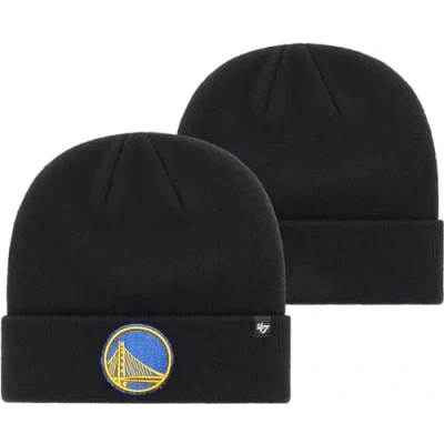 Image of 47 NBA Unisex Adult Primary Logo Cuffed Knit Team Color Beanie Hat Cold Weather Hat, One Size, Golden State Warriors Black, size