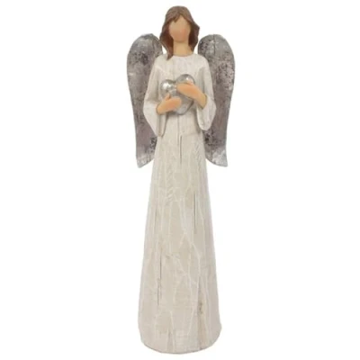 Image of Stunning White Resin Large Evangeline Angel Ornament 28cm x 9.2cm (1 Pc.) Exquisite &amp; Beautiful Accent Durable Material Perfect for Home Decor Unique Gift Idea