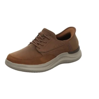 Image of Skechers Men&#039;s Hands Free Slip ins Hasting Sneaker, Dark Brown Synthetic/Leather, 6.5 UK