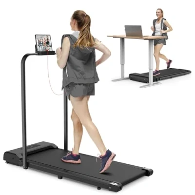 Image of HomeFitnessCode Folding Treadmill,Walking Pad 2.5HP Under Desk Treadmills for Home,1 10km/h Speed Range,LED Display &amp; Remote Control,No Assembly (Black 10KM/H)