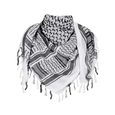 Image of TRIXES Black and White Shemagh Scarf, Desert Style, Kufiya, keffiyeh, ghutrah, Hattah, 100% Cotton, Suitable for Paintballing, Role Playing, Dune Bashing, XL Size