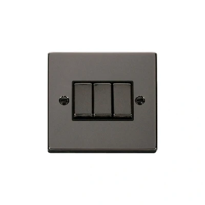 Image of Click Deco 3 Gang 2 Way Ingot 10AX Switch Black Nickel Inserts