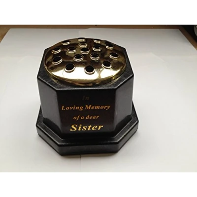 Image of Gold topped In loving memory of a dear Sister memorial pot/grave vase