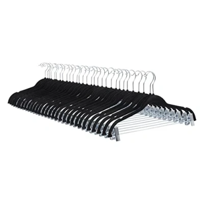 Image of Amazon Basics Velvet Skirt Hangers with Clips, Pack of 24, Black