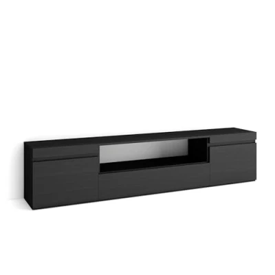 Image of Skraut Home TV Unit, Stand Cabinet Entertainment Center 200x45x35cm For TVs up to 80&quot; Living Room Modern Style Black