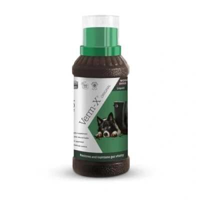 Image of Verm X all Natural Liquid for Dogs. Supports  Intestinal Hygiene. Vet Approved. UFAS Assured. Restores and Maintains Gut Vitality. Wormwood Free Recipe., Clear