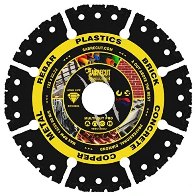 Image of 1 x SabreCut VBSC125MU 125mm (5&quot;) 22.23mm Bore Vacuum Brazed Multi Material Cutting Angle Grinder Circular Saw Diamond Disc Blade Compatible with Bosch Dewalt Makita Milwaukee and Many Others