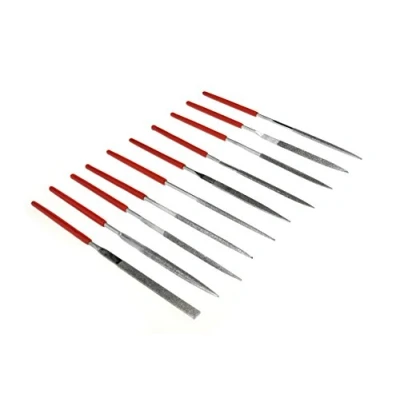 Image of SE 73810DF 10 Piece Mini Diamond Needle File Set, 150 Grit Assorted Shapes, 3 1/4&quot; Length Ideal for Jewelers, Wood, Stone, Glass, Gemstones