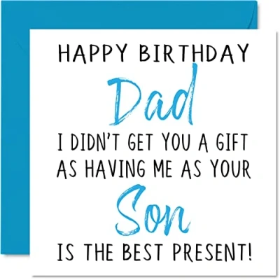 Image of Funny Birthday Cards for Dad from Son Happy No Gift Card Son, Father Rude Banter Gifts, 145mm x Joke Humour Greeting Daddy Papa Him