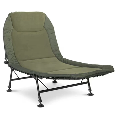 Image of Dellonda Deluxe Wide Adjustable Fishing Bedchair Fleece Mattress &amp; Built In Pillow, 3 Legs 6 Feet DL78