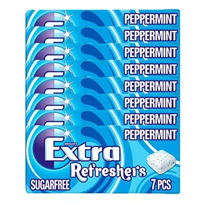 Image of 8 x 7pcs Extra Refreshers Peppermint Sugarfree Chewing Gum Handy Box