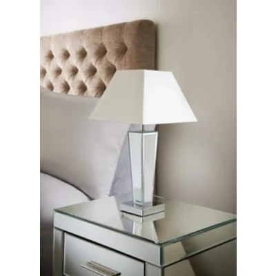 Image of Biznest Vintage Modern Sparkle Gatsby Plan Mirror Base Table Lamp with Shade Ideal for Living Rooms and bedrooms (White)