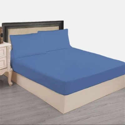 Image of 100% Egyptian Cotton Fitted Sheet 200 Thread Count Hotel Quality Bed (Blue, Single)
