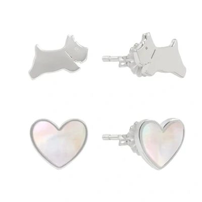 Image of Radley Women&#039;s Sterling Silver Dog and Genuine Mother Of Pearl Heart Earrings RYJ1425