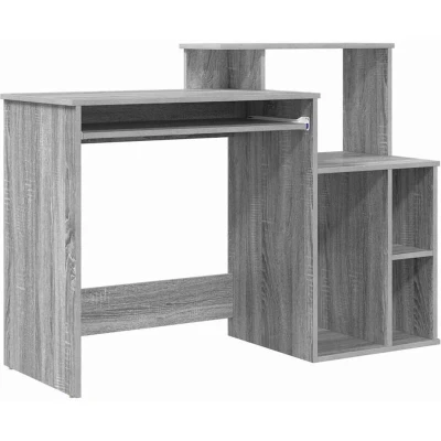 Image of vidaXL Desk with Storage Grey Sonoma 120.5x44x88.5 cm Engineered Wood