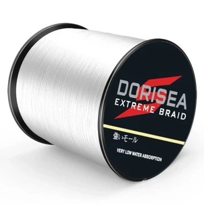 Image of Dorisea Extreme Braid 100% Pe 300m/328Yards Braided Fishing Line 6 550Lb Test Wire String Abrasion Resistant Incredible Superline Zero Stretch Small Diameter (White, 10lb/0.14mm)